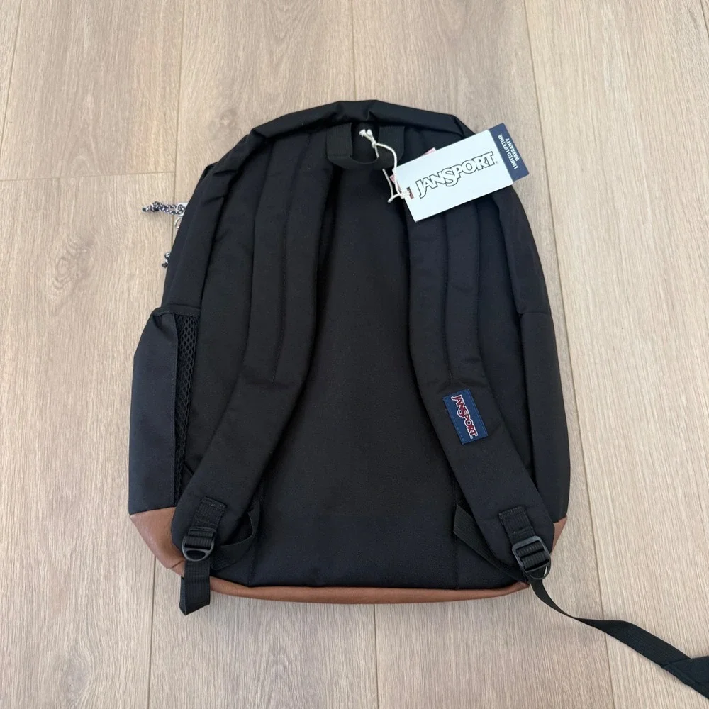 JanSport Cool Student Backpack Black Brown Laptop Sleeve JS0A2SDD008 NWT